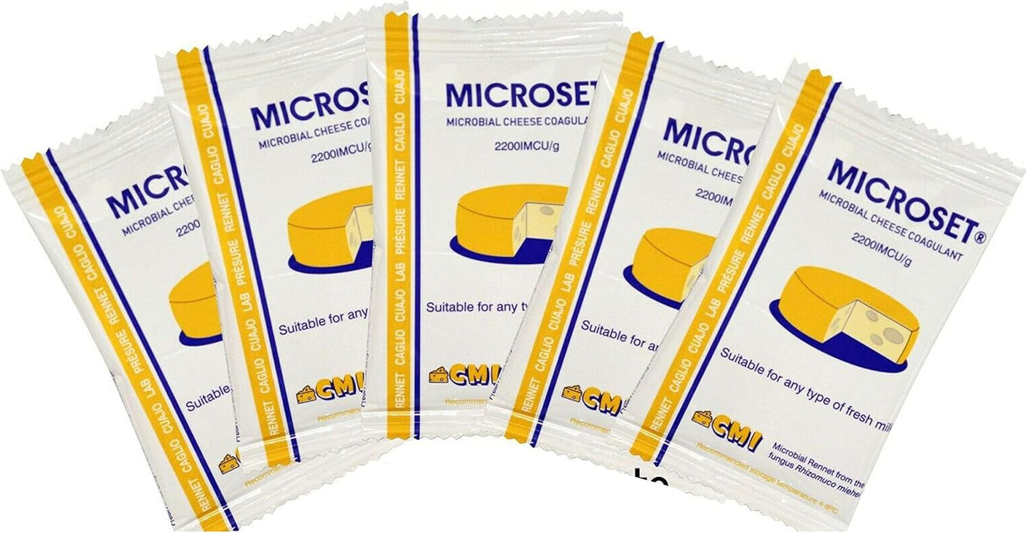 Pack of 5 Microbial Rennet Mix Coagulant Microset use one 6g Sachet for 20 litres f Milk | Cuajo Caglio Presüre Lab