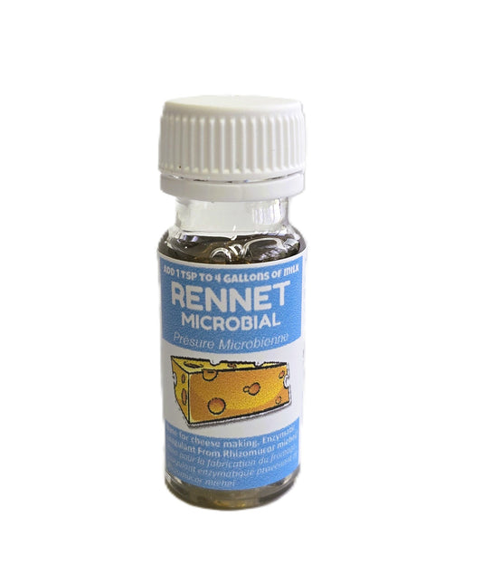 Microbial Liquid Rennet for Cheesemaking – 10 ml Bottle Coagulates 8 Gallons – Vegetarian Cheese Coagulant for Hard, Soft, Semi‑Hard & Mold‑Ripened Cheeses