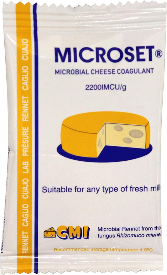 Microbial Rennet Mix Cheese Coagulant Microset® 25g | Use one 25g sachet for 100 Litres of milk | Pack of 2 | Rennet, Cuajo, Caglio, Presüre, Lab